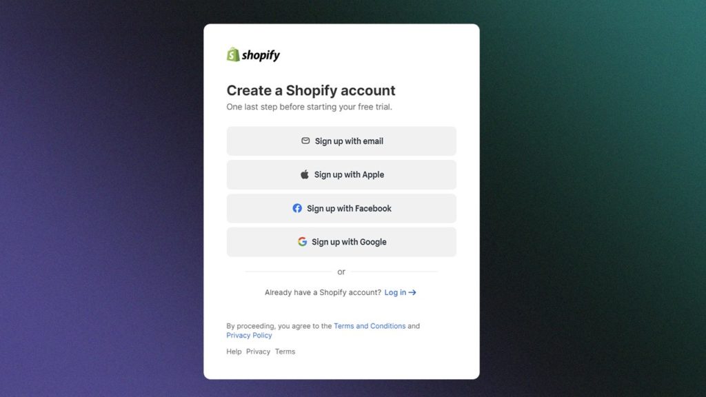 shopify-account-signup